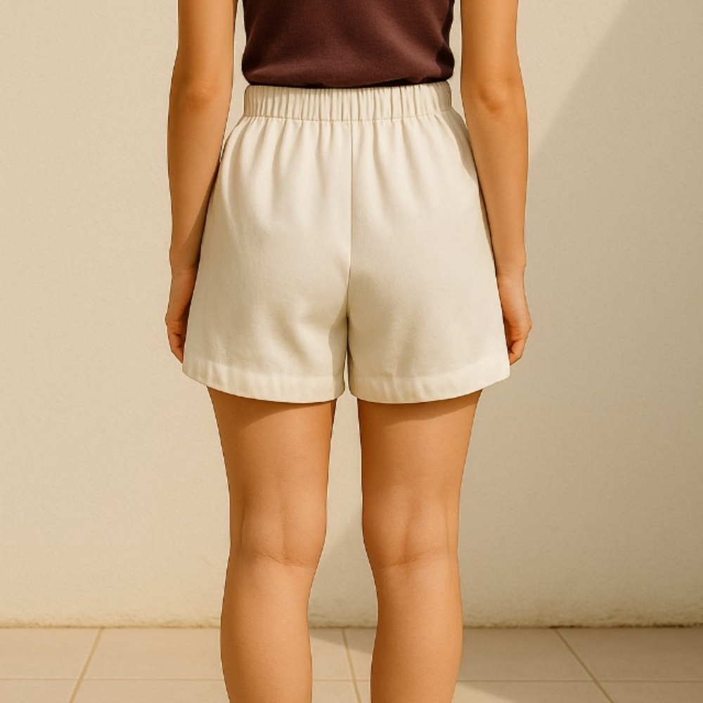 H&M Cream High Waist Relaxed Fit Shorts - Picture 2 of 7